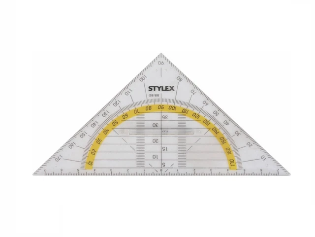 1 Geometriedreieck 16 cm mit Griff Geo-Dreieck m farbig hinterlegter Gradskala
