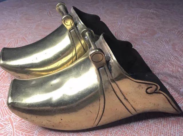 Antique Brass Shoe Stirrups Conquistador Spanish Colonial Ornate VTG 