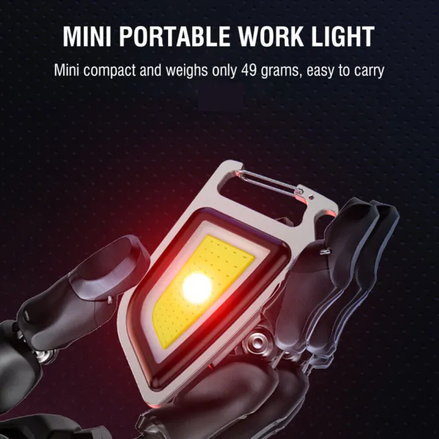 COB Mini Flashlight Keychain LED Work Light USB Rechargeable Waterproof Portable
