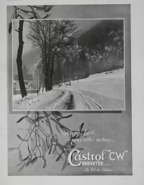 Publicité De Presse 1936 Huile Castrol Par Temps Froid Pour Votre Moteur