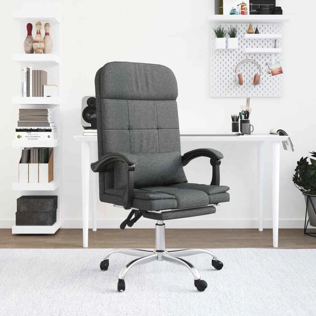 Fauteuil de massage inclinable de bureau Gris foncé Tissu