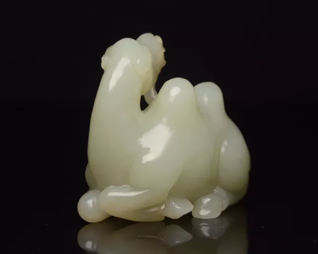 Chinese Exquisite Handmade Camel carving Hetian Jade Statue 3