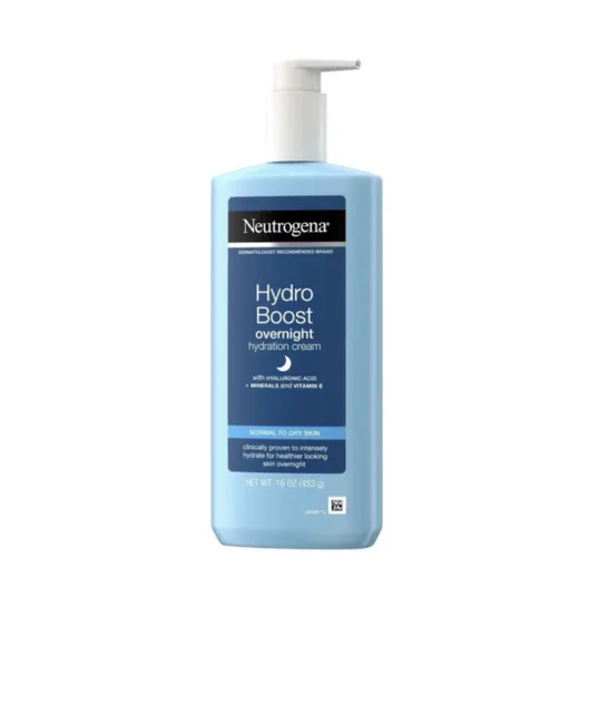 Neutrogena Hydro Boost Overnight Hydration Cream with Hyaluronic Acid 16 oz New