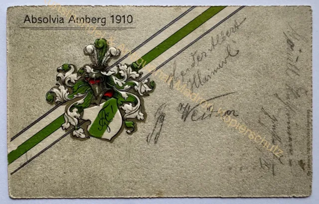 AK Absolvia Amberg 1910 Studenten Studentika Wappen