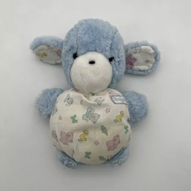 Peluche doudou chien blanc bleu vintage  Boulgom