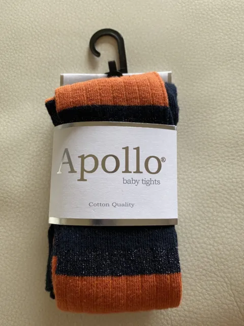 Collants Apollo bébé fille qualité coton marine et orange 80/86 États-Unis 9-12 mois
