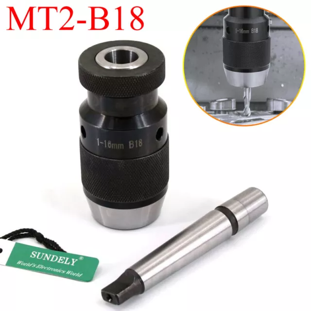 1-16mm Self Tighten Keyless Drilling Lathes Chuck MT2 -B18 Arbor for Lathe MK2