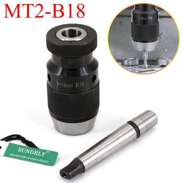 NEW 1-16mm Self Tighten Keyless Drill Chuck + MT2 B18 Arbor for Lathe Drill MK2