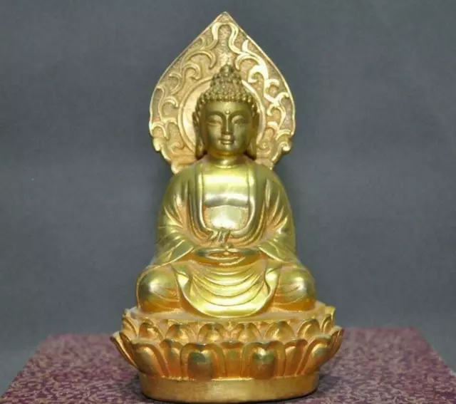 Old Tibet Buddhism Bronze 24k gold Gilt Sakyamuni Shakyamuni Buddha Gods Statue