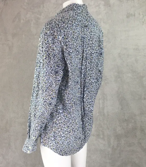 Antony Morato Button Front Shirt Floral Print Blue White Long Sleeve Mens Size L 2