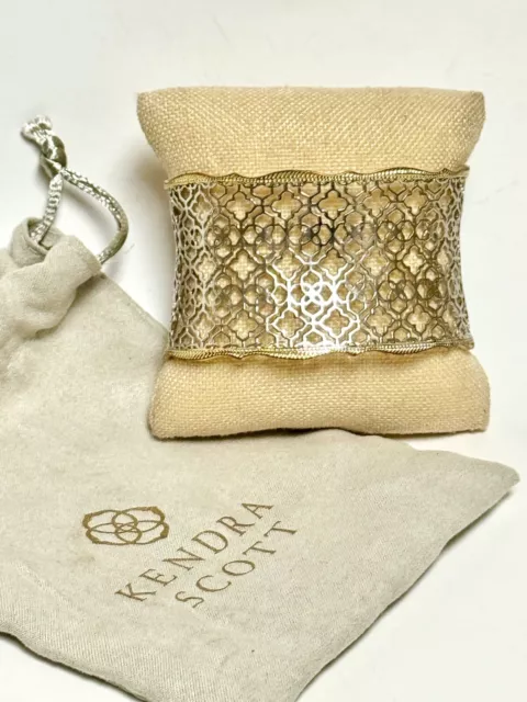 Kendra Scott Candice 2 tone Gold plated Cuff Bracelet Silver Medallion Filigree