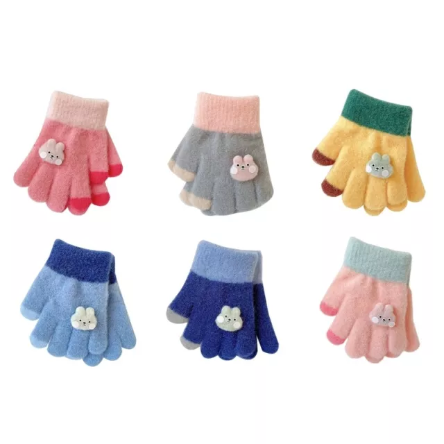 Knit Gloves Full Finger Mittens Windproof Winter Warm Thickened Fleece Gloves