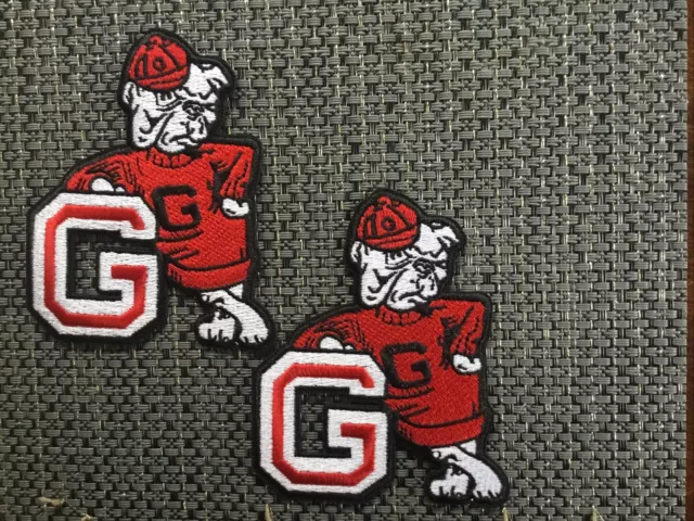 2 UGA Georgia Bulldogs Vintage Embroidered Iron On Patches Patch  Lot 3.5X2.5