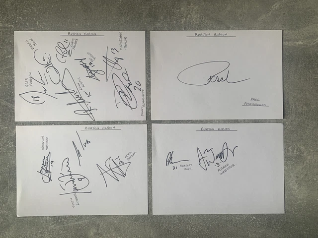 14 x BURTON ALBION FC signatures - hand signed - white autograph paper
