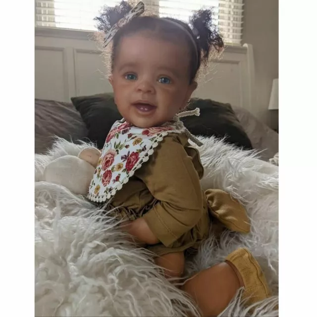 Bambola nera reborn africana 24" silicone morbida neonato realistica bambina bambina bambina