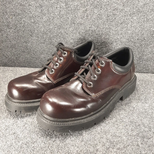 Skechers Jammers Men Red/Brown Chunky Platform Y2K Oxford Lace Up Shoes Size 10