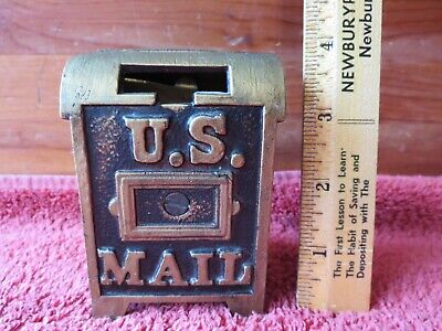 Vintage US Mail Box Coin Slot Bank Cast Iron or brass figurine