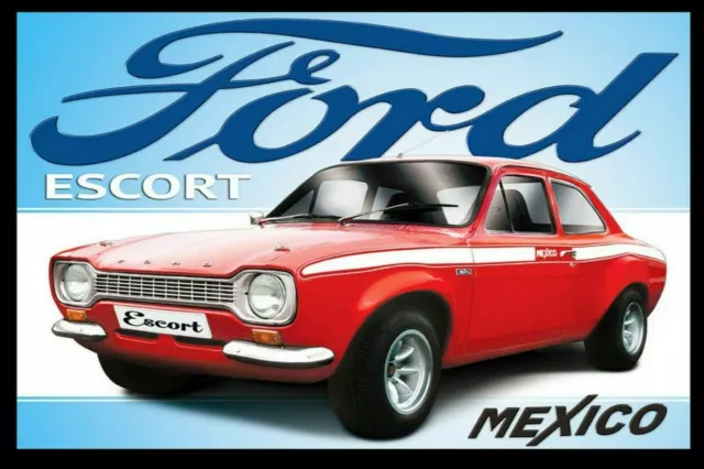 Ford Escort Mexiko Auto Retro-Stil Metallschild Schild, Garage, Schuppen, Männerhöhle