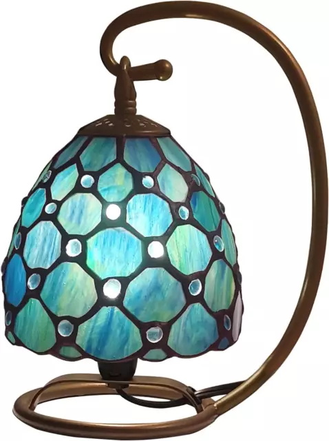 Antique Table Lamp Stained Glass Desk Night Light, Mix-Color Antique Style 10"