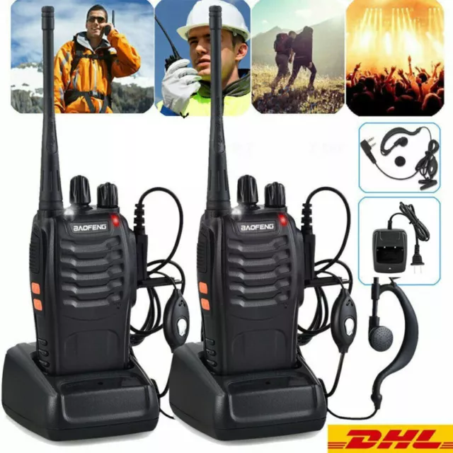 2* Baofeng Walkie Talkie Sprechfunkgeräte Handfunkgerät Set BF-888S Mit Headseat