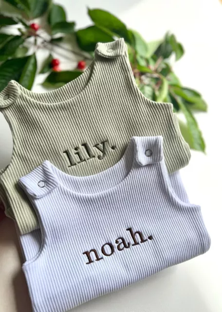 DreamBuy Personalised Baby Dungarees Romper | Embroidered Baby Overalls