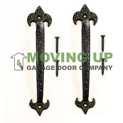 Garage Door Decorative LIS Lift Handles 7 1/4" Cast Iron Set of  2 + Hardware