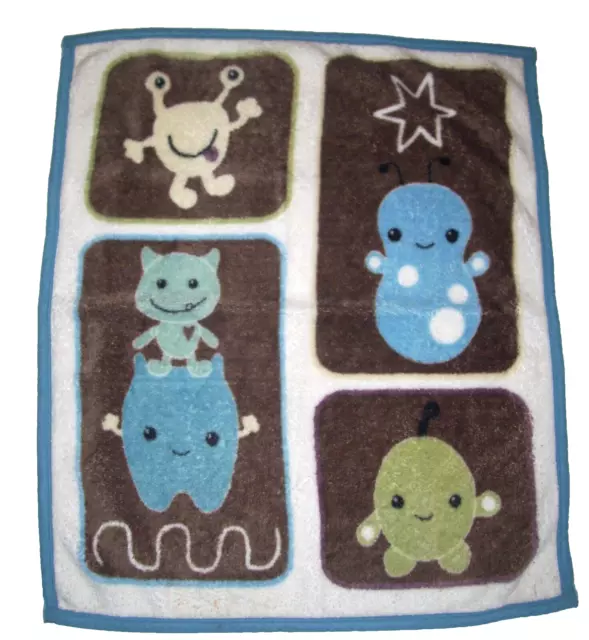 COCALO Peek A Boo Monster Plush Baby Blanket Security Lovey Brown Blue Green