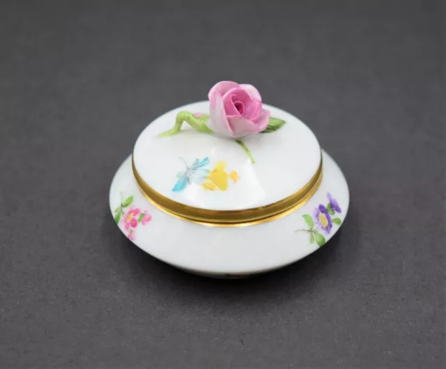 Rare! + Herend Hungary Porcelain Hand Painted Trinket Box With Floral +