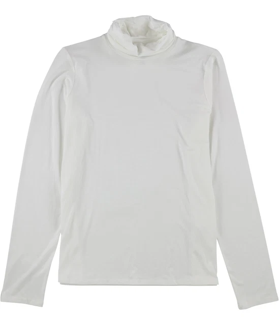 Eileen Fisher Damen Rüschen Rollkragen Pullover Bluse, Weiß, Klein