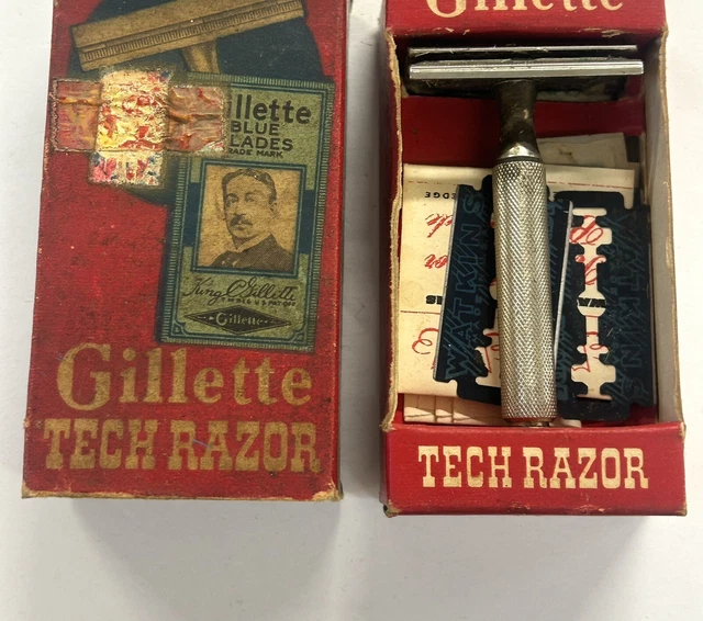 VINTAGE GILLETTE TECH Safety Razor with Original Box $24.99 - PicClick