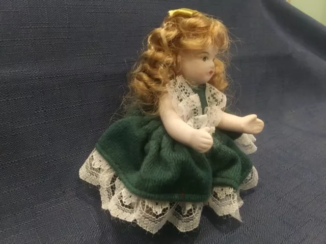 Extremely Rare And Beautiful Antique 4" Jointed Bisque Girl Doll Redhead Hair 2