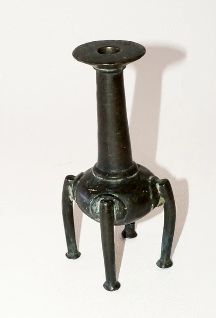 19C Chinese/Burmese/Tibetan Bronze Ritual Joss-stick Candle Holder (Nap) 4