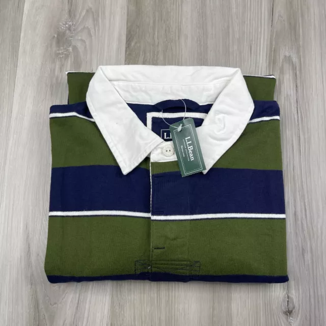 VINTAGE L.L.BEAN RUGBY Polo Shirt Long Sleeve OJRY3 Striped Mens Size ...