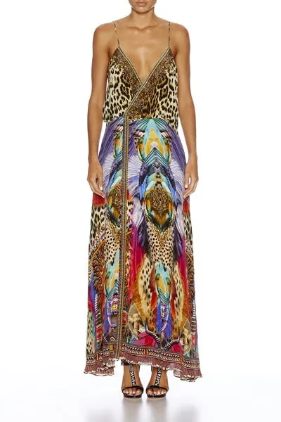 Camilla Franks Maxi Dress Kingdom Call V Neck Wrap Dress Floral Silk Size 2 / 10