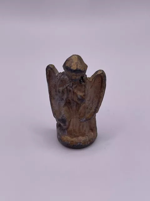 Vintage Antique Mini Tiny Cast Iron Angel Cherub Figurine Statue Rustic Decor