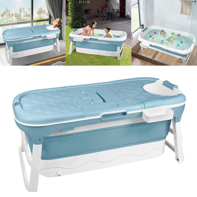 128x60x53cm Bañera Plegable Adulto Móvil Bañera de Viaje con Cubierta DE