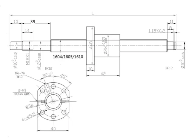 Ball Screw Set SFU1605-250mm~1500mm CNC& Ballnut Housing & BK/BF12 & Coupler DIY 3