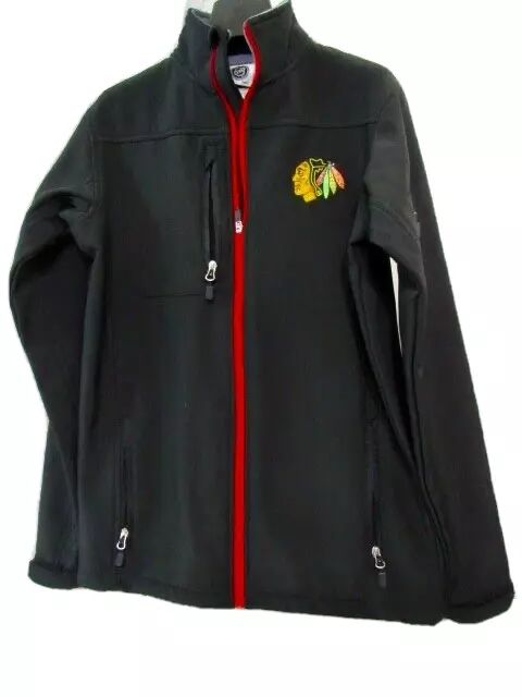 NHL Chicago Blackhawks NHL Hockey Pullover 1/4 Jacket Black Monogram Size S