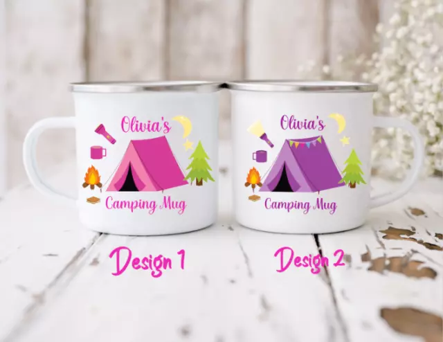 Personalised Camping Mugs Cups High Quality Enamel Coffee Tea Choc Mug Gift Set