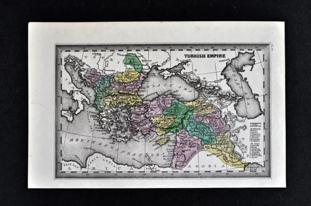 1834 Carey Map Turkish Empire Turkey Greece Balkans Asia Minor Syria Iraq Cyprus