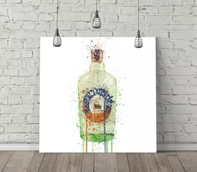 Plymouth Gin Splash Art Square Canvas Wall Art Float Effect/Frame/Poster Print-