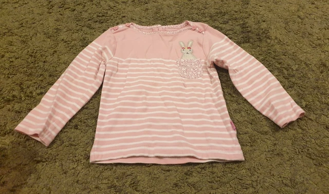 Jojo Maman Bebe pink striped rabbit top age 3-4 years