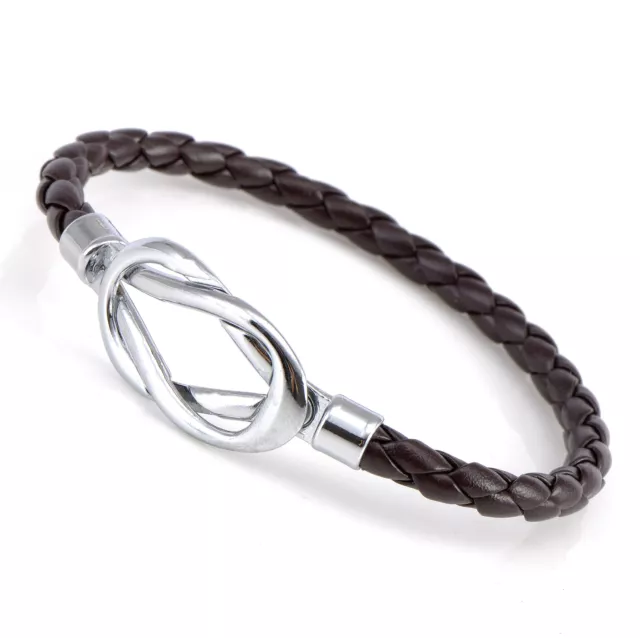 Unisex Genuine Real LEATHER Black Brown Braided Wristband Bracelets MKUS054BC