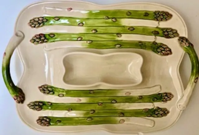 Vintage Fitz and Floyd Ironstone Asparagus Serving Plate With Handles