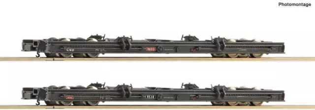 ROCO 34068, Ho-e ,  Narrow Gauge , CSD BOGIE ROLLER WAGON SET (2 wagons)