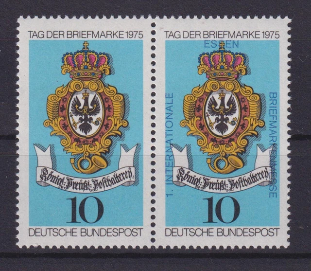 Bund 866 waagerechtes Paar eine Marke mit Aufdruck Tag der Briefmarke 10 Pf **