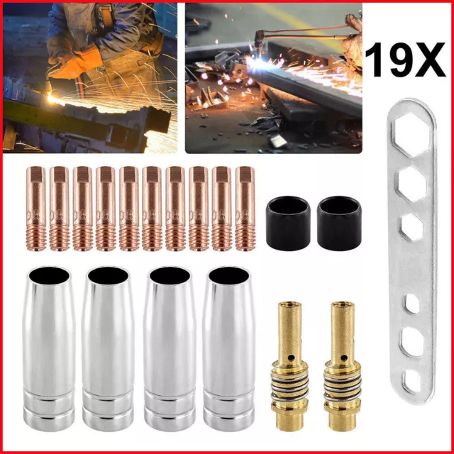 19X M6 0.8mm Torch Welder Contact Tips Holder Gas Nozzle For Welding MIG MB-15AK