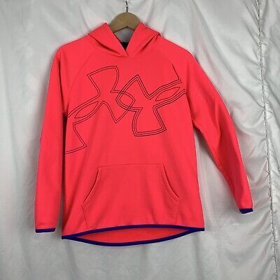 Under Armour XL Youth Coldgear Hoodie Pullover Hot Pink Loose Fit Girls EUC