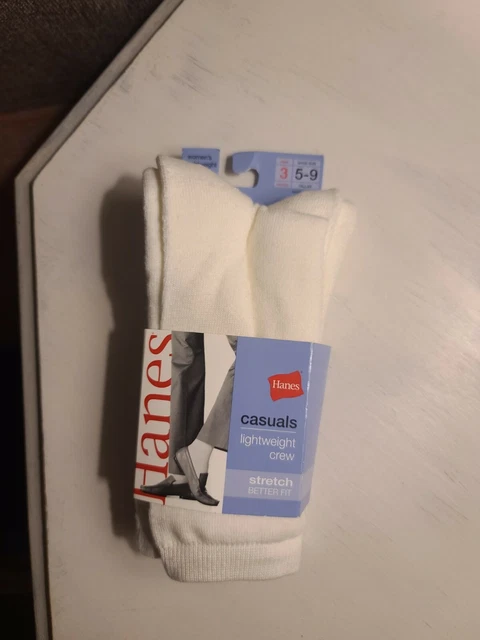 NEW VINTAGE 2005 HANES CASUALS Women's Crew Socks Lightweight 3-pk  Size 5-9 (SS