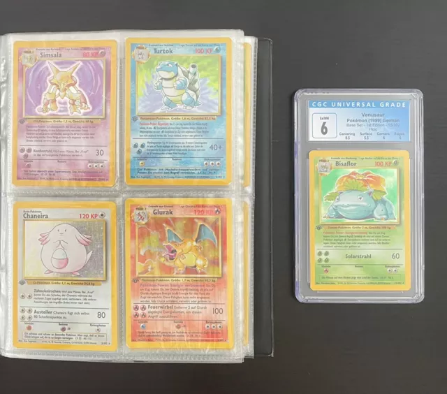 Pokemon•Base Set (Basis Set) komplett•1.edition•MASTER SET•Deutsch•EXC•+Mappe🔥